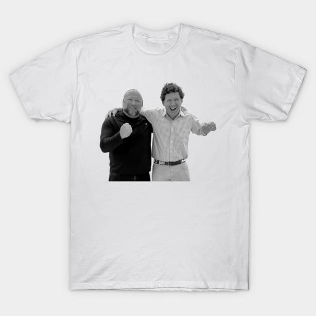 Alex Jones Tucker Carlson Best Friends Against the Deep State T-Shirt by Doctor Doom's Generic Latverian Storefront